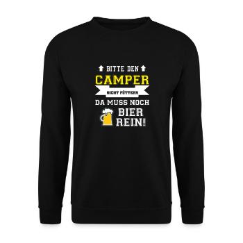 Bitte den Camper nicht füttern da muss noch Bier - Unisex Pullover - Schwarz - Vorne - Alina (178cm) & Michal (187cm)