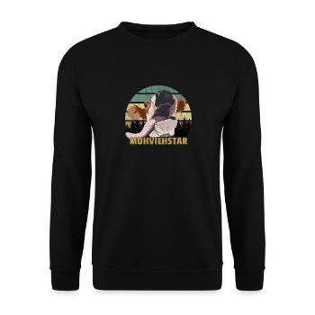 Muhviehstar Kuh Kühe Bauer Milchbauer vintage - Unisex Pullover - Schwarz - Vorne - Alina (178cm) & Michal (187cm)