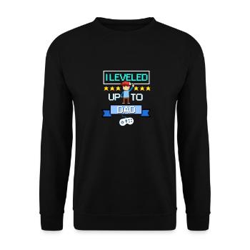 Retro Level Up Dad Gamer Dad Gaming Dad Pixel - Unisex Sweatshirt - black - Front - Alina (178cm) & Michal (187cm)
