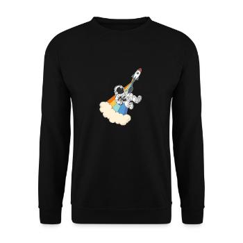 Astronaut rock n roll space rocket guitar - Unisex Sweatshirt - black - Front - Alina (178cm) & Michal (187cm)