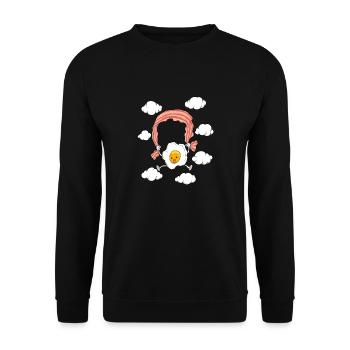 Luft Frühstück Himmel Eier Speck Spiegelei Früh Ei - Unisex Pullover - Schwarz - Vorne - Alina (178cm) & Michal (187cm)