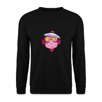 Eule im Pärchenlook mit Deckel ohne Topf - Unisex Pullover - Schwarz - Vorne - Alina (178cm) & Michal (187cm)