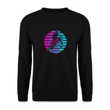Motocross Dirt Bike Racing Biker Motorrad Retro - Unisex Pullover - Schwarz - Vorne - Alina (178cm) & Michal (187cm)