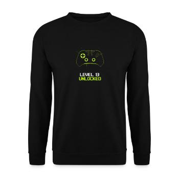 Birthday Shirt Level 13 unlocked complete - Unisex Sweatshirt - black - Front - Alina (178cm) & Michal (187cm)