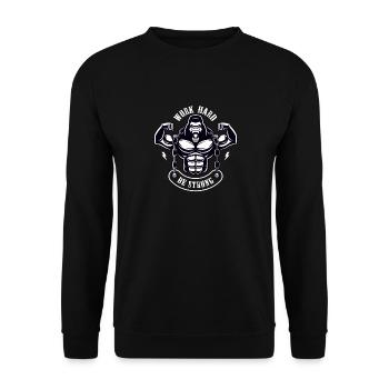 Work Hard be Strong Gorilla Silverback Gift - Unisex Sweatshirt - black - Front - Alina (178cm) & Michal (187cm)