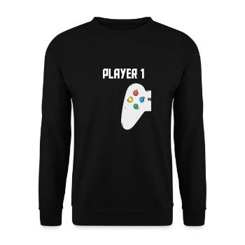 Gamer Father Son Partnerlook Player 1 Player 2 - Unisex Sweatshirt - black - Front - Alina (178cm) & Michal (187cm)