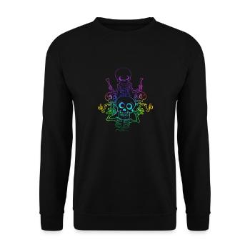 Funny Skeletons, lustige Skelettes - Unisex Pullover - Schwarz - Vorne - Alina (178cm) & Michal (187cm)