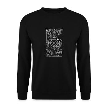 Tarot Card Wheel of Fortune - Wheel of Fortune - Unisex Sweatshirt - black - Front - Alina (178cm) & Michal (187cm)