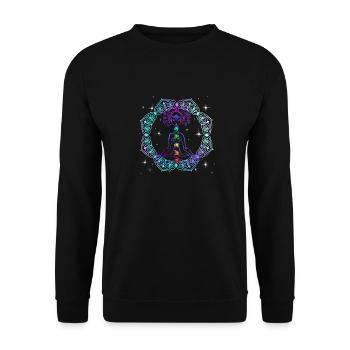 Reiki Meister Spirituell Chakra Heilung Geschenk - Unisex Pullover - Schwarz - Vorne - Alina (178cm) & Michal (187cm)