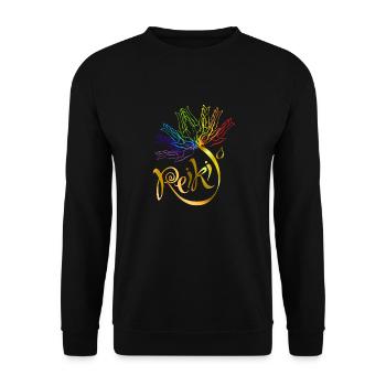 Reiki Meister Spirituell Chakra Heilung Geschenk - Unisex Pullover - Schwarz - Vorne - Alina (178cm) & Michal (187cm)