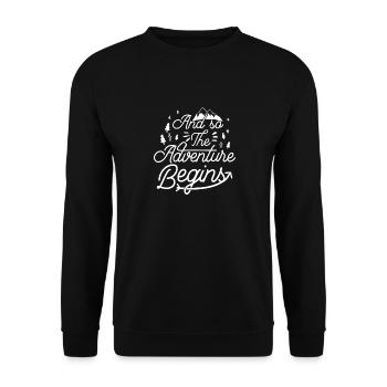 Und so beginnt das Abenteuer - Unisex Pullover - Schwarz - Vorne - Alina (178cm) & Michal (187cm)