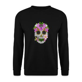 Dia De Los Muertos Crâne Fleuri Le Jour Des Morts - Sweat-shirt Unisexe - noir - Devant - Alina (178cm) & Michal (187cm)