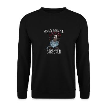 Lustiger Nähen & Näherin Stricken Spruch Geschenk - Unisex Pullover - Schwarz - Vorne - Alina (178cm) & Michal (187cm)