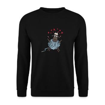 Sewing & Seamstress Knitting Crochet Sheep Motif - Unisex Sweatshirt - black - Front - Alina (178cm) & Michal (187cm)