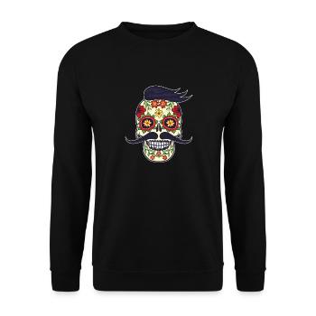 Sugar Skull Mask Day of the Dead Skull Gift - Unisex Sweatshirt - black - Front - Alina (178cm) & Michal (187cm)