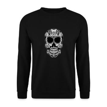 Sugar Skull Mask Day of the Dead Skull Gift - Unisex Sweatshirt - black - Front - Alina (178cm) & Michal (187cm)