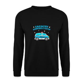 Lustiges Kinder Shirt Polizei Auto - Unisex Pullover - Schwarz - Vorne - Alina (178cm) & Michal (187cm)