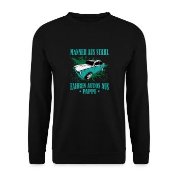 RDA Trabi hommes en acier, conduire des voitures en carton - Sweat-shirt Unisexe - noir - Devant - Alina (178cm) & Michal (187cm)