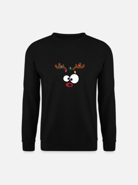 Lustiges Rentier Weihnachten rote Nase Lichter - Unisex Pullover - Schwarz