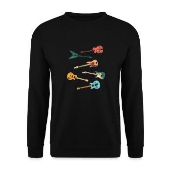Vintage Distressed Look Classic Guitar Design - Unisex Sweatshirt - black - Front - Alina (178cm) & Michal (187cm)