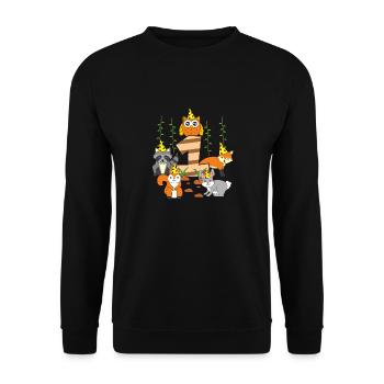 1. Anniversaire Bébé 1 1 animaux de la forêt - Sweat-shirt Unisexe - noir - Devant - Alina (178cm) & Michal (187cm)
