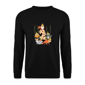 2nd Birthday Baby Two 2 Forest Animals - Unisex Sweatshirt - black - Front - Alina (178cm) & Michal (187cm)