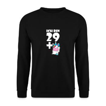 Ich Bin 29 + 30.Geburtstag Einhorn - Unisex Pullover - Schwarz - Vorne - Alina (178cm) & Michal (187cm)