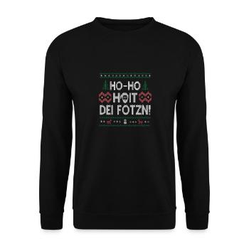 Ho-Ho-Hoit dei Fotzn Weihnachtsgruß mit Schmäh - Unisex Pullover - Schwarz - Vorne - Alina (178cm) & Michal (187cm)
