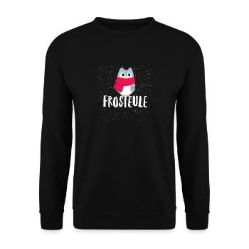 Frosteule Chouette avec écharpe - Sweat-shirt Unisexe - noir - Devant - Alina (178cm) & Michal (187cm)
