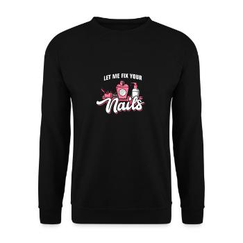 Nageldesigner Maniküre Kosmetikerin Fingernägel - Unisex Pullover - Schwarz - Vorne - Alina (178cm) & Michal (187cm)