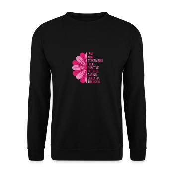 Positiv Motivation Spruch Sonnenblume Hoffnung - Unisex Pullover - Schwarz - Vorne - Alina (178cm) & Michal (187cm)