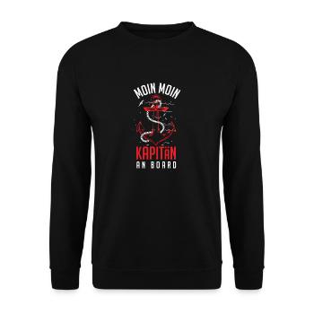 MOIN MOIN KAPITÄN - Unisex Pullover - Schwarz - Vorne - Alina (178cm) & Michal (187cm)