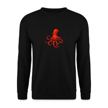 Pieuvre rouge | Pixel Art 8 bits - Sweat-shirt Unisexe - noir - Devant - Alina (178cm) & Michal (187cm)