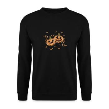 Theater Masken Kürbis Halloween Schauspieler - Unisex Pullover - Schwarz - Vorne - Alina (178cm) & Michal (187cm)