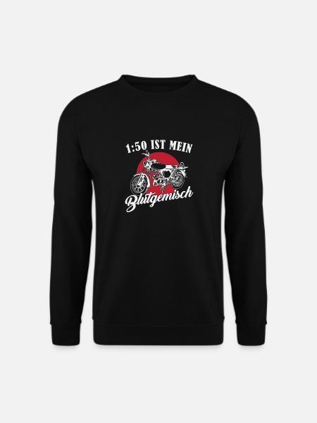 DDR Moped Spruch // 1:50 ist mein Blutgemisch - Unisex Pullover - Schwarz