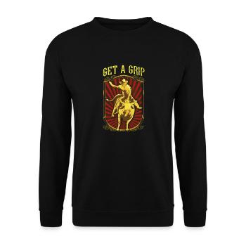 Get a Grip Bullrider Funny Competitive Bullriding - Unisex Sweatshirt - black - Front - Alina (178cm) & Michal (187cm)