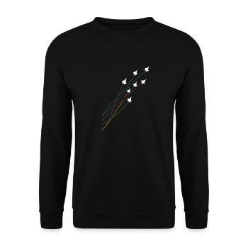 Pilot Bunte fliegende F35 Flugzeuge Flugzeuge - Unisex Pullover - Schwarz - Vorne - Alina (178cm) & Michal (187cm)