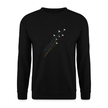 Pilot Bunt fliegende Spitfire Flugzeuge - Unisex Pullover - Schwarz - Vorne - Alina (178cm) & Michal (187cm)