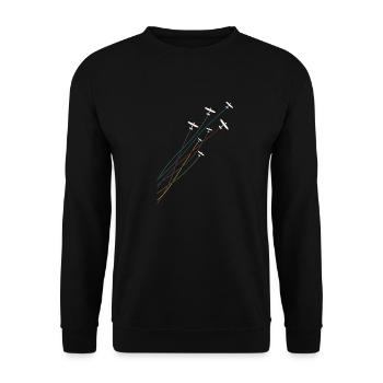 Pilot Vintage Flying Airplanes Flugzeugpilot - Unisex Pullover - Schwarz - Vorne - Alina (178cm) & Michal (187cm)