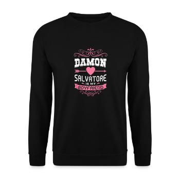 Damon Salvatore est mon petit ami - Sweat-shirt Unisexe - noir - Devant - Alina (178cm) & Michal (187cm)