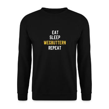 Wegbuttern Weggebuttert lustig Geschenk - Unisex Pullover - Schwarz - Vorne - Alina (178cm) & Michal (187cm)