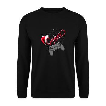 Gamer Weihnachten Kontroller - Unisex Pullover - Schwarz - Vorne - Alina (178cm) & Michal (187cm)