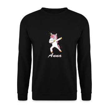 Anna Einhorn first name girl - Unisex Sweatshirt - black - Front - Alina (178cm) & Michal (187cm)