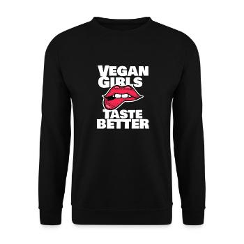 Cadeau de lèvres végétalien Veganism's Veganism - Sweat-shirt Unisexe - noir - Devant - Alina (178cm) & Michal (187cm)