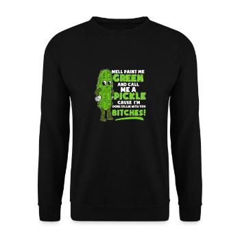 Lustiges Nenn Mich Gurke Essiggurke Gürkchen Witz - Unisex Pullover - Schwarz - Vorne - Alina (178cm) & Michal (187cm)
