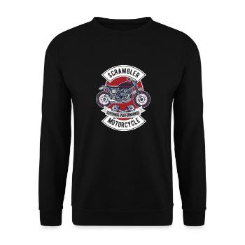Scrambler Motorcycle Motorrad Bike - Unisex Pullover - Schwarz - Vorne - Alina (178cm) & Michal (187cm)