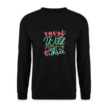 Jeune Sauvage & Trois Troisième Anniversaire 3 ans - Sweat-shirt Unisexe - noir - Devant - Alina (178cm) & Michal (187cm)