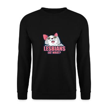 Lesbians Eat What Cat Funny LGBT Couple Gift - Unisex Sweatshirt - black - Front - Alina (178cm) & Michal (187cm)