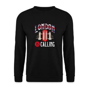 Awesome London Is Calling Skyline UK - Unisex Sweatshirt - black - Front - Alina (178cm) & Michal (187cm)