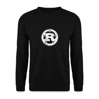 Rust Programming Logo Print Distressed - Unisex Pullover - Schwarz - Vorne - Alina (178cm) & Michal (187cm)